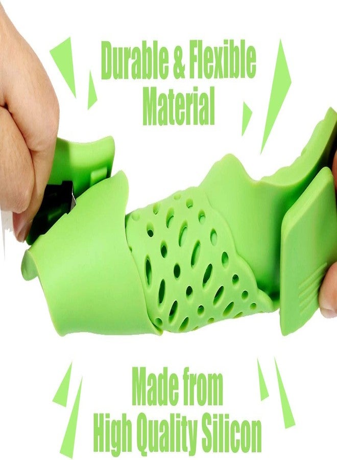 BeFunky Snap N Strain Pot Strainer and Pasta Strainer - Adjustable Silicone Clip On Strainer for Pots, Pans, and Bowls (Green) 9 x 3 x 2.2 inches - Image 4